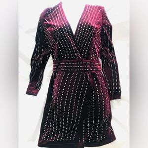 Fashion Nova Rhinestone Velvet Body Con Mini Dress.